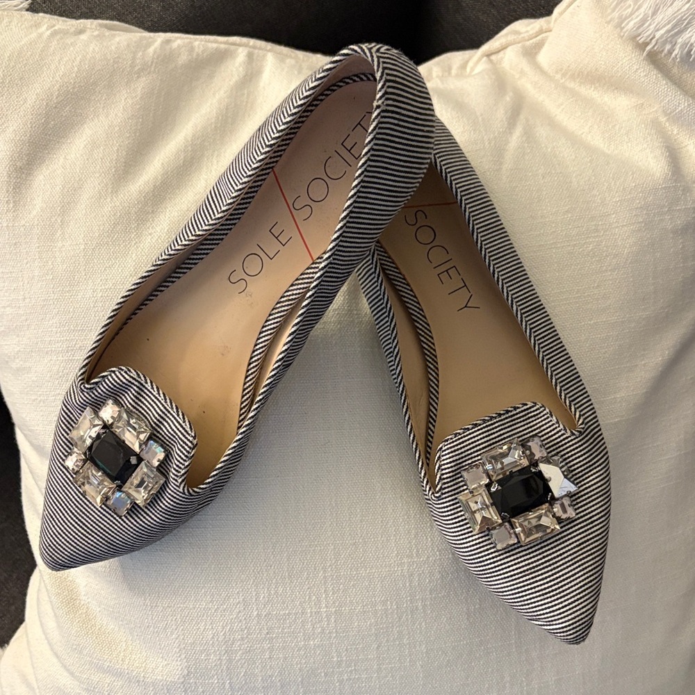 Sole Society Striped Flats with Embellishment